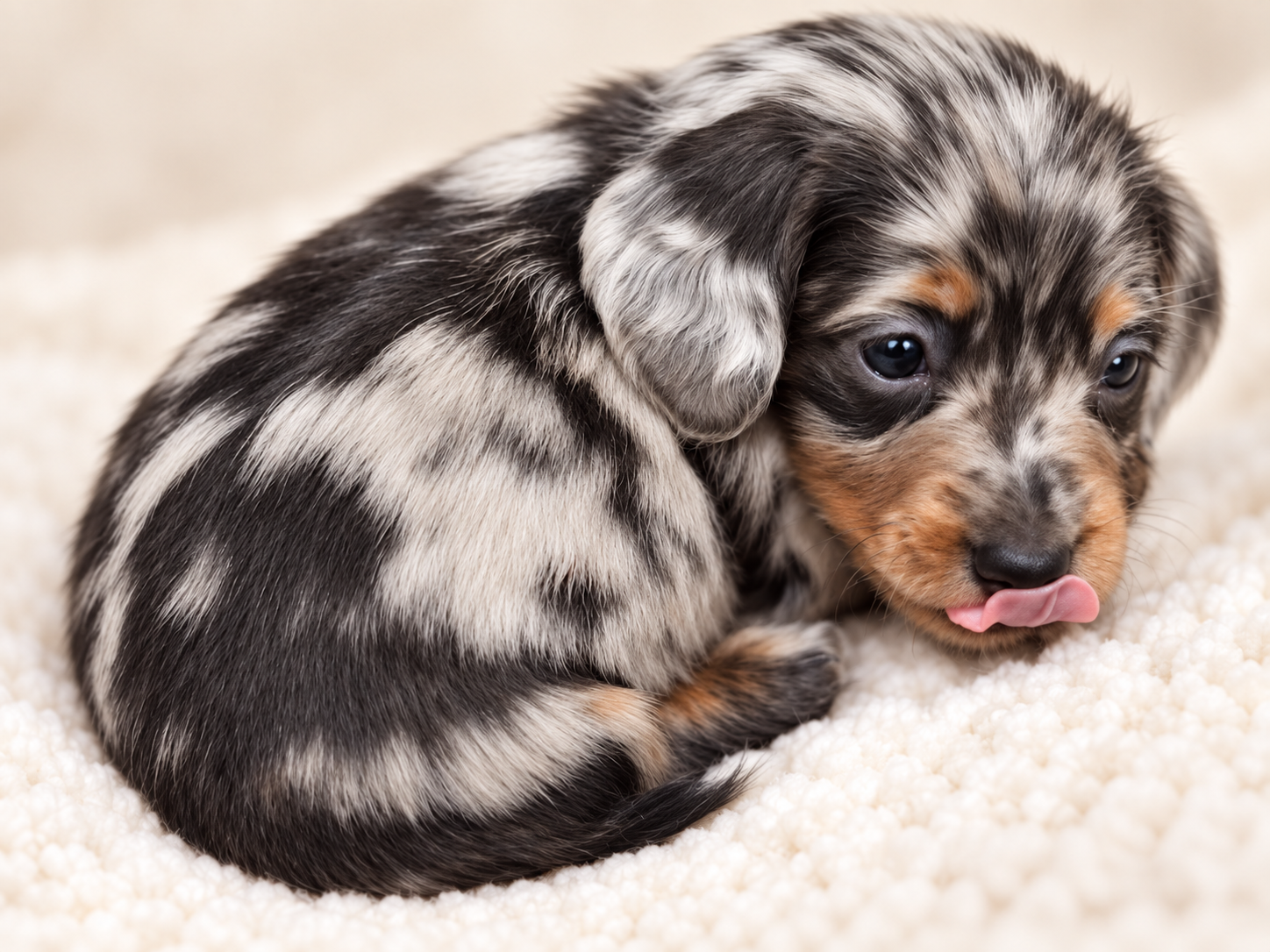 Sylvie, a miniature dachshund puppy at Baked Beans