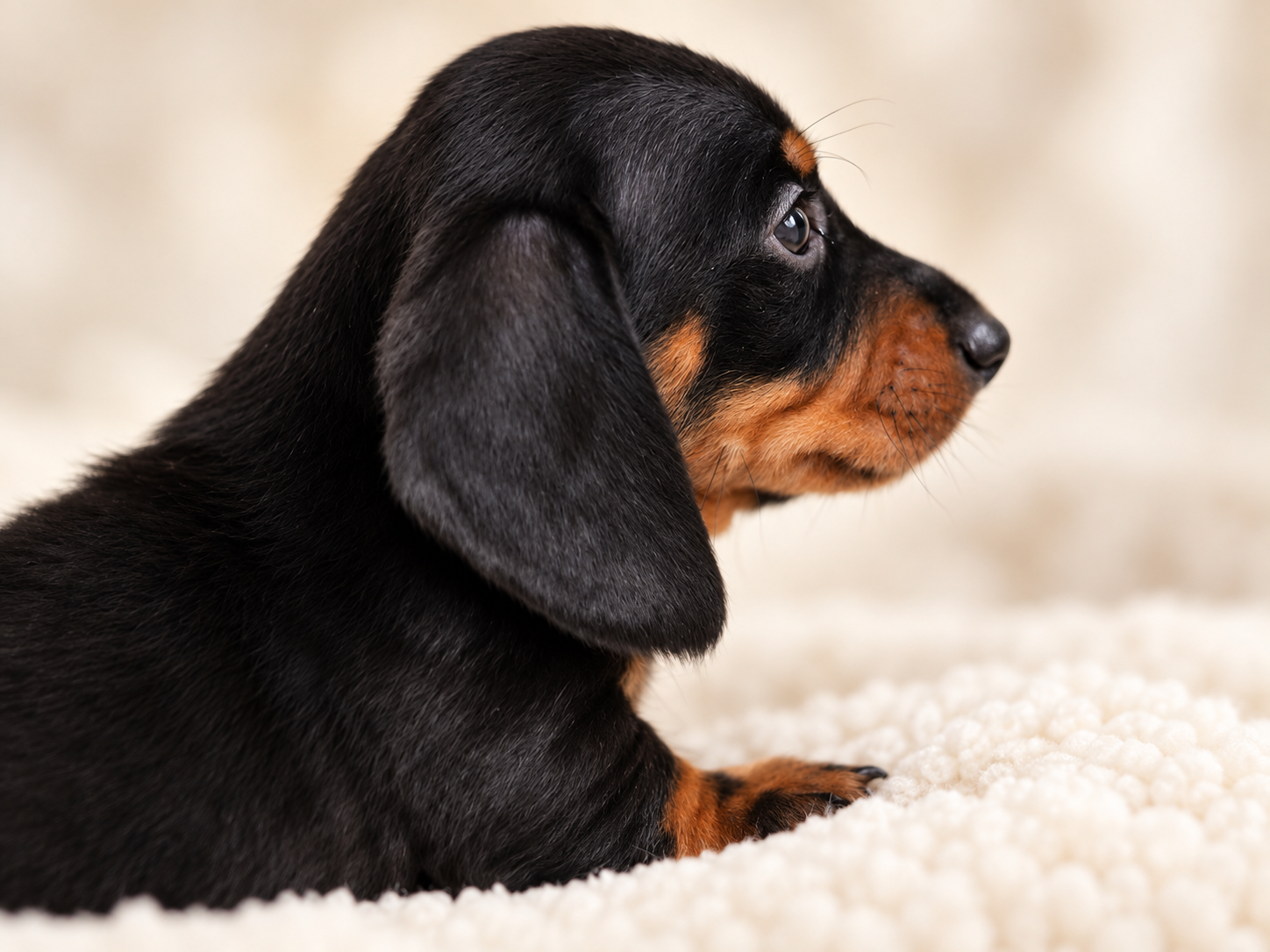Elvis, a miniature dachshund puppy at Baked Beans